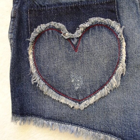 Lee Heart Cut Off Denim Jean Shorts Size 25 High Rise - Picture 3 of 6